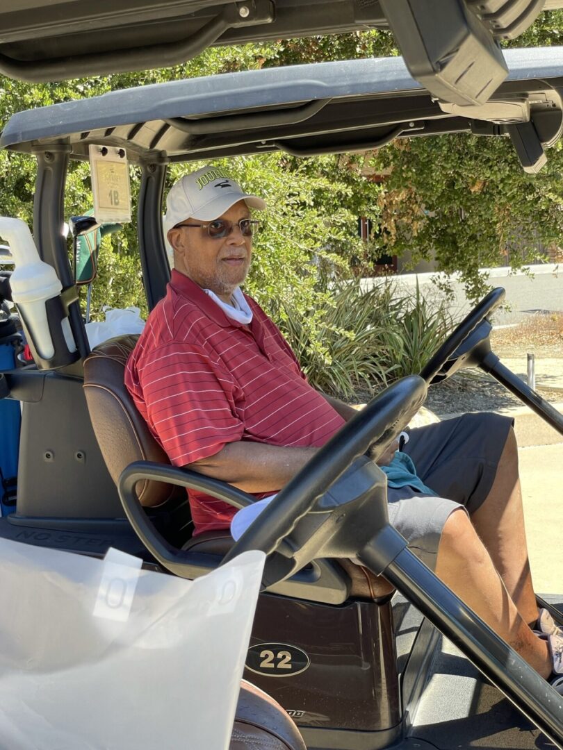 Ted H Photographed in Shorts Sitting in the Golf Cart